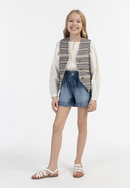 IZIA Waistcoat Meisje Donker marineblauw gebroken wit