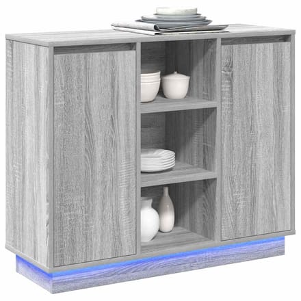 vidaXL - LED - Dressoir - Grijs - Sonoma - 90 - x - 32 - x - 75 - cm - Bewerkt - hout