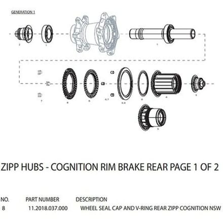 Vrijloophuis Zipp Seal Cap And V-Ring Rear Cognition Nsw