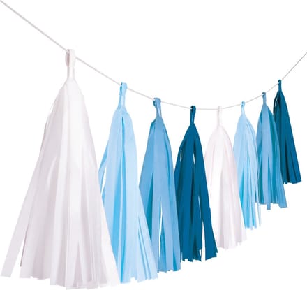 Amscan Tasselslinger 3 Meter Papier Blauw/wit