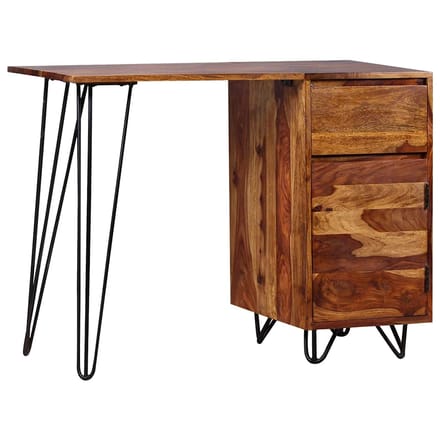 vidaXL - Schrijftafel - met - 1 - lade - en - 1 - kastje - massief - acaciahout