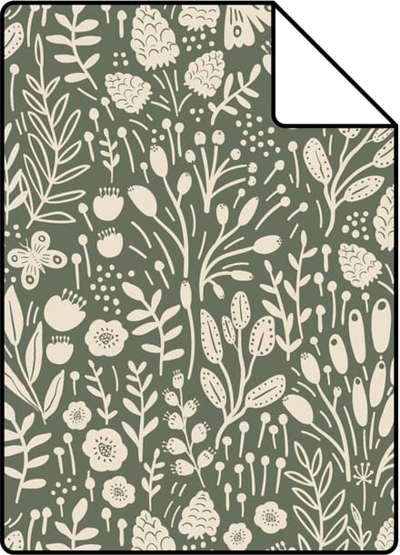 Proefstaal ESTAhome behang bloemetjes groen - 26.5 x 21 cm - 131250-S