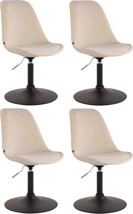 CLP Maverick Set van 4 Eetkamerstoelen - Fluweel creme zwart