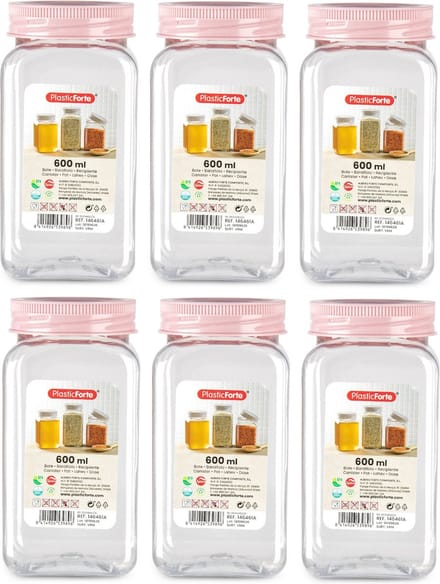 PlasticForte Voorraadpot/bewaarpot - 6x - 400 ml - kunststof - oud roze - B7 x H11 cm