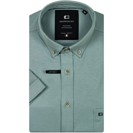Giordano Overhemd League Soft Liquid Cotton Jersey Short Sleeve Button-Down Pastel Blauw / male