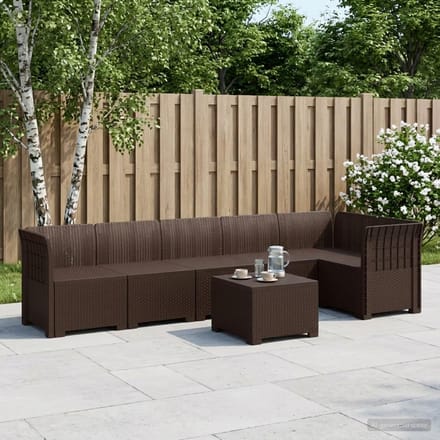 vidaXL - 6-Zits - Tuinbank - Rattan - uitstraling - PP - Bruin