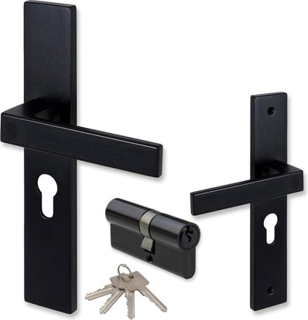 COMBINATIE Deurklink ELIOT® met profielcilinder 55 mm + cilinder zwart 30/30