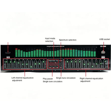 EQ8000 20-bands grafische equalizer Bluetooth 5.3 Fiber Coaxial digitale audio decoder voorversterker speler AC220V
