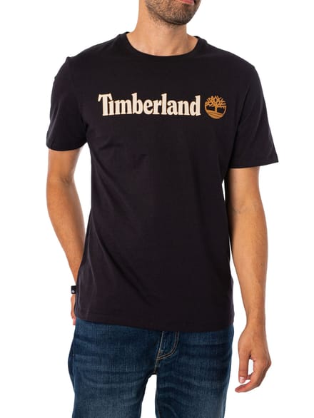 Timberland Lineair Logo-T-Shirt, Zwart