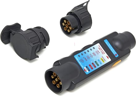 HBM Aanhangwagen Stekkertester Met 2 Adapters 7 en 13 Polig 12 Volt