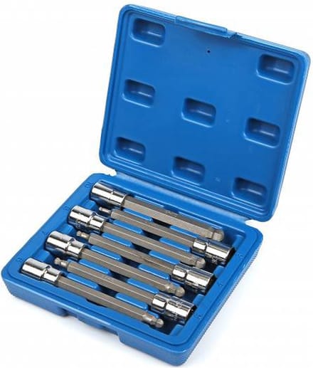 HBM 7 Delige 3/8 inch Lange inbus Doppenset 3 – 10 mm met Kogelkop