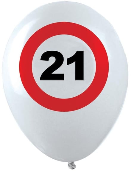 Ballonnen opdruk verkeersbord 21 jaar