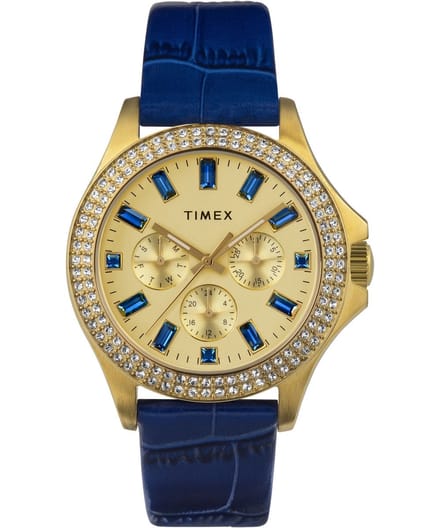 Timex Kaia TW2W10800 Horloge - Leer - Blauw - Ø 40 mm