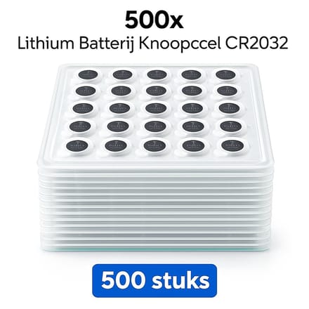 knoopCell batterij 500st – CR2032 Batterij – 3 Volt – Langdurig – Voor Elektronica