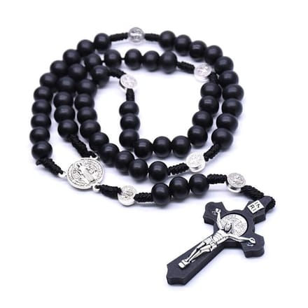 Fako Bijoux® - Rozenkrans Ketting - Hout - Zwart - 10mm