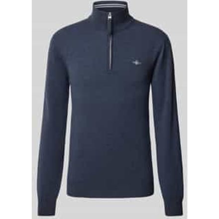 Gant Trui Superfijne Lamswol Half-Zip Dark Navy Melange / male