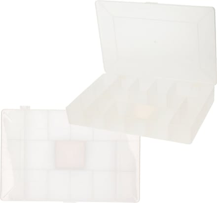 Five Opbergkoffertje/opbergdoos/sorteerbox - 2x - 7-vaks - kunststof - transparant - 27 x 18 x 4 cm