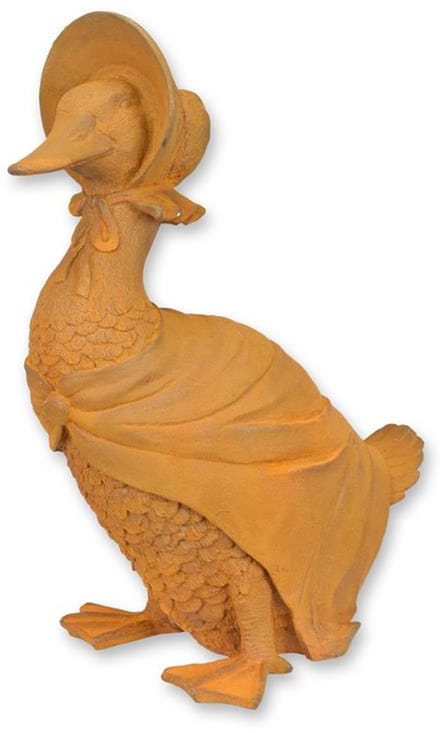 Beeldje - Moeder de gans - roestig gietijzer - 36,4 cm hoog