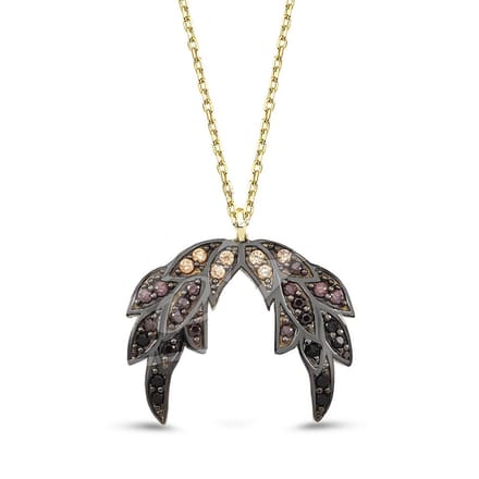 18K Goud Blad met Kristal Ketting - 40cm +5cm