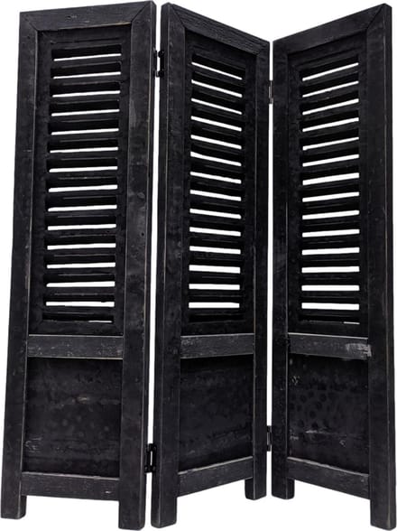 Raamscherm hout 70 cm - landelijke shutter als raam scherm zwart | Inspiring Minds