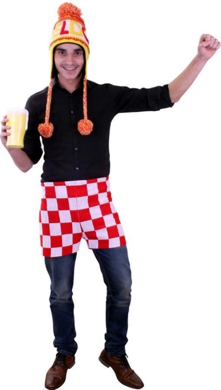 Gebreide onderbroek rood/wit geblokt