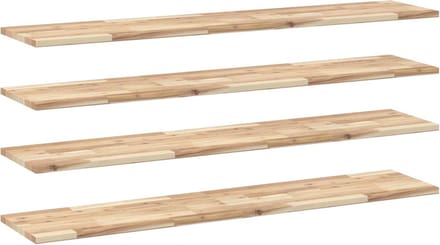 vidaXL - Wandschappen - 4 - st - zwevend - 140x30x2 - cm - onbehandeld - acaciahout