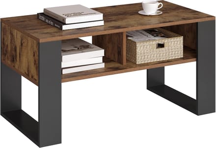 BukkitBow - Robuuste Salontafel - Licht of Donker Hout met Ruime Opslag - Modern Design - Rustiek Bruinhout