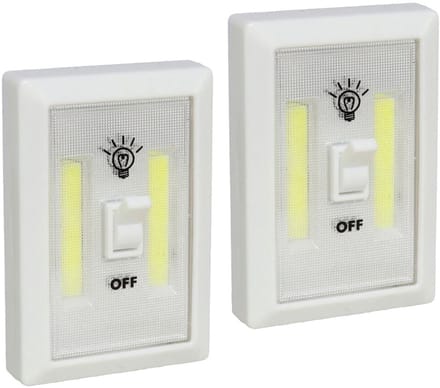 Gerimport Kastlamp - 2x - schakelaar - LED lampen - wit - 7.5 x 11 cm