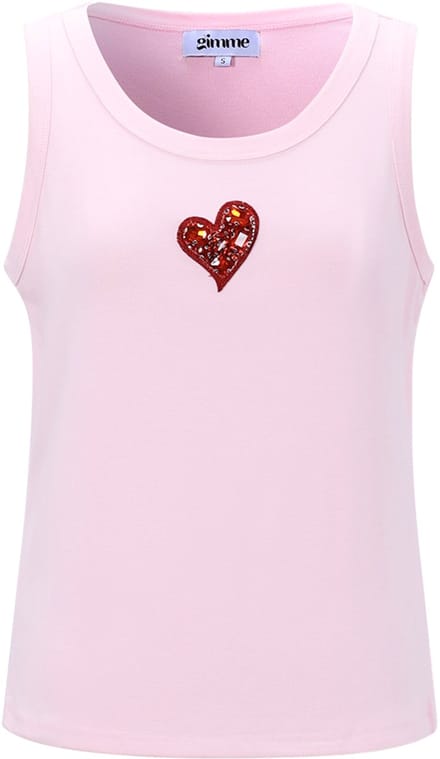Gimme - Shiny Heart Top – Comfortabele Top met Glanzend Hartjespatroon – Modieuze Basic met een Speelse Touch - Roze - Maat S