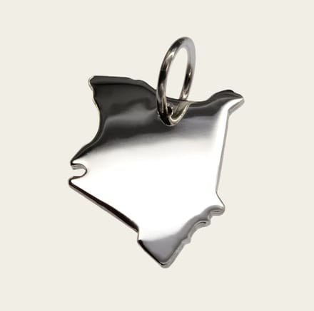 Zilveren Landkaart Kenia ketting hanger
