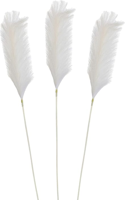 Mica Decorations Pluimgras losse steel/tak - 3x - wit - 104 cm - Decoratie kunst bloemen