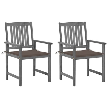 vidaXL - Tuinstoelen - 2 - st - met - kussens - massief - acaciahout - grijs