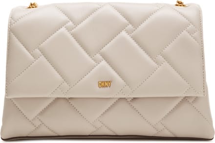 DKNY Leren Schoudertas Avondtas Willow Leather Shoulder Bag Stone Beige