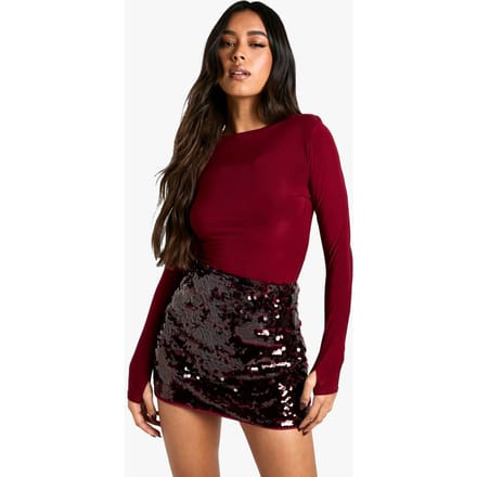 boohoo Dames Premium Pailletten Mini Rok | Bessen | Maat: 42