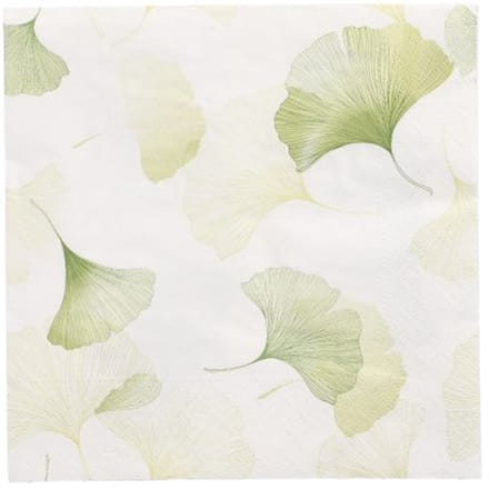 10x 20 Servetten 3-laags 1/4 vouw 33 cm x 33 cm Light Ginko