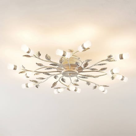 Lindby - LED plafondlamp - 12lichts - IJzer, aluminium - H: 11 cm - messing, wit - Inclusief lichtbronnen