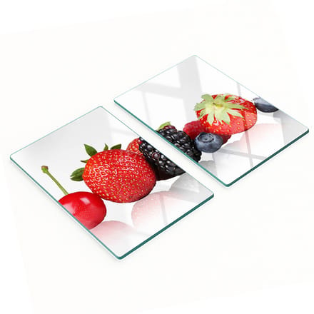 Glazen snijplanken met afbeelding van fruit op een rij, 2x40x52 cm