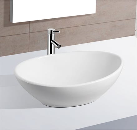 Waskom Boss & Wessing Opbouw Keramiek Ovaal 40.5x33x14.5 cm Wit
