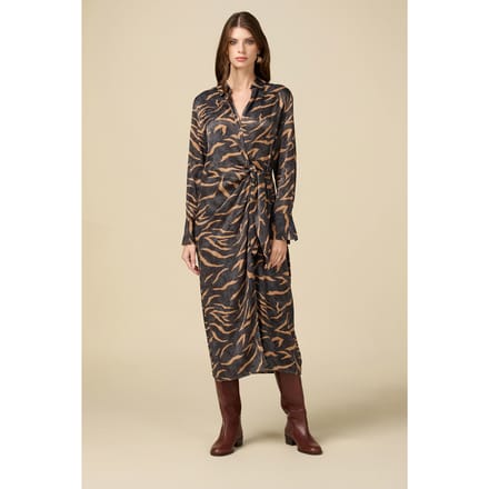 Oltre Wrap Midi Dress Grey Maat: 40 | Blousejurken Outlet | Dames | Grijs