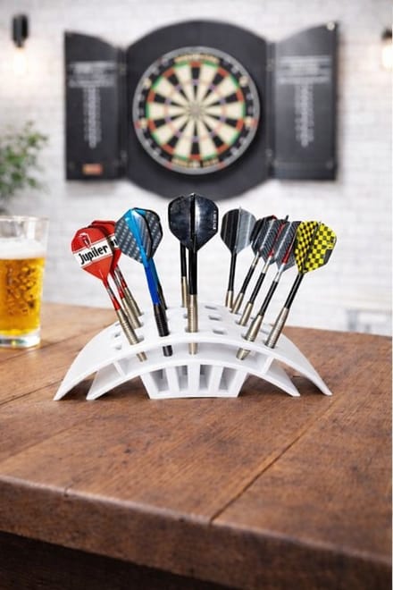 Dartpijlhouder – Geschikt voor 5 Sets Darts – Stabiele Tafelhouder – Wit Design