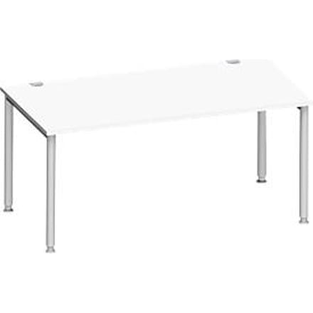Schäfer Shop Genius bureau MODENA FLEX, 4-poots ronde buis, B 1600 x D 800 mm, wit/blank aluminium