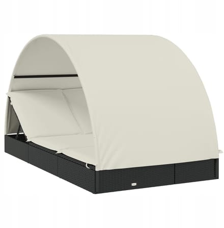 Luxe Dubbele Loungestoel met Zonnedak - Zwart