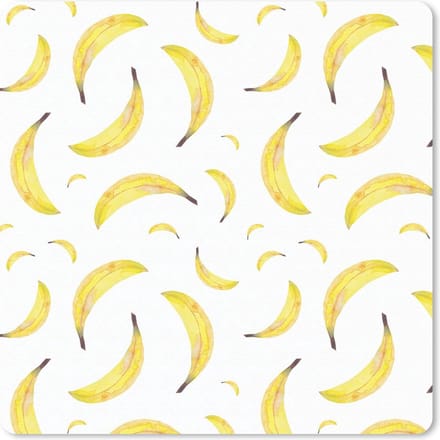 Muismat 20x20 cm - Mousepad Bananen - Wit - Sjablonen - Muismatten