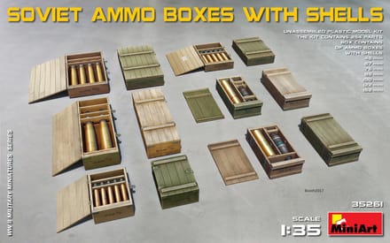MiniArt Modelbouwpakket Militaire voertuigen - 35261 Soviet Ammo Boxes with Shells Plastic - 1:35 - Modelbouw