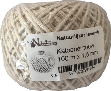 Katoenentouw 100 meter x 1,5 mm - paktouw - hobbytouw