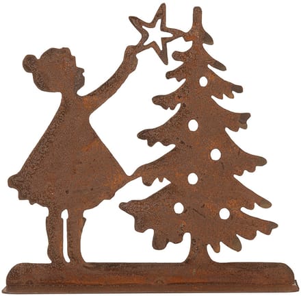 Clayre & Eef Kerstdecoratie Beeld 14x5x14 cm Bruin Metaal