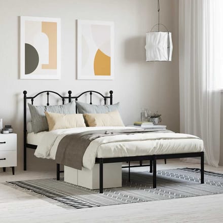 vidaXL - Bedframe - met - hoofdbord - metaal - zwart - 120x190 - cm