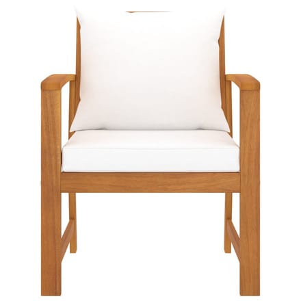 vidaXL Tuinstoelen 2 st met crèmekleurige kussens acaciahout