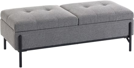 HOMCOM Opberghocker-Linnenstof (100 % Polyester), metaal-117L x 50B x 44H cm-Grijs