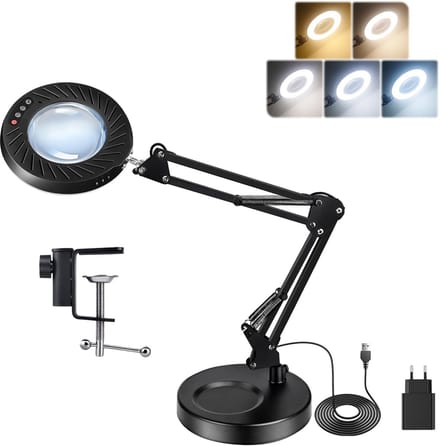 Loeplamp met LED Verlichting - Tafellamp Slaapkamer - Bureaulamp Dimbaar - Leeslamp - Bureauaccessoire